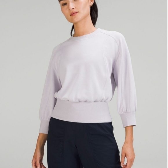 Lululemon Softstreme Ribbed Hem Pullover Sweater Faint Lavender Women's Size 6 - Picture 1 of 11